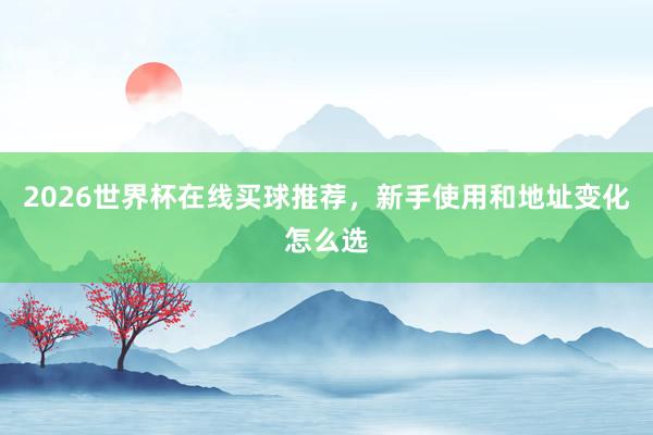 2026世界杯在线买球推荐，新手使用和地址变化怎么选